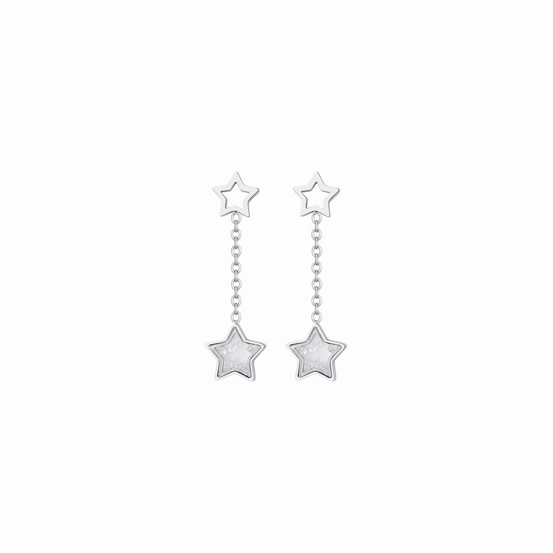 Luca Barra Ladies Steel Earrings with Stars and Zirconia fashion-jewelry  