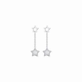 Luca Barra Ladies Steel Earrings with Stars and Zirconia 