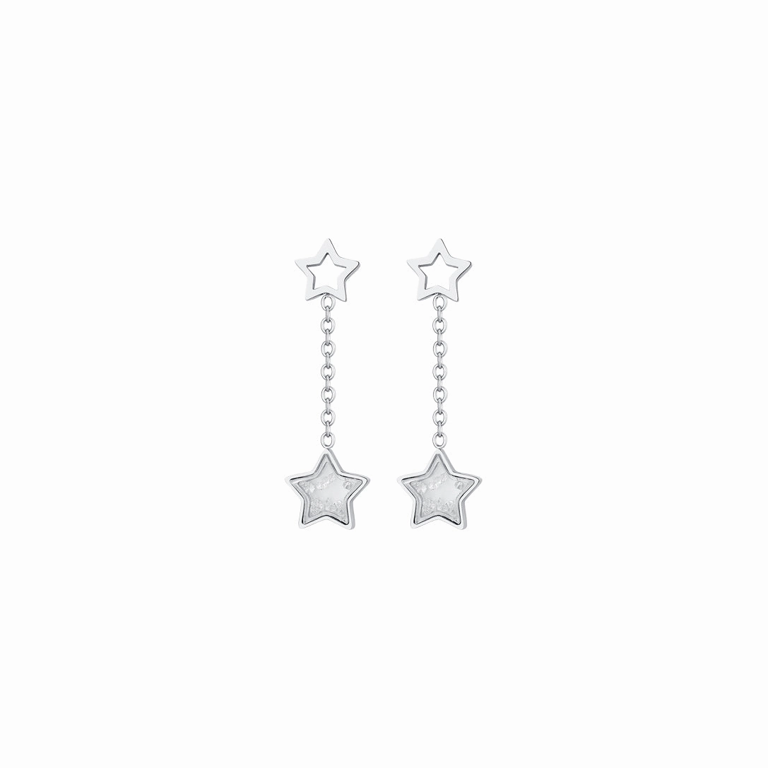 Luca Barra Ladies Steel Earrings with Stars and Zirconia 