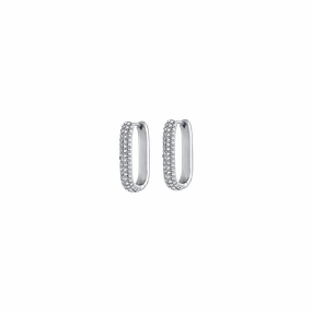 Luca Barra Ladies Steel Earrings With White Crystals 