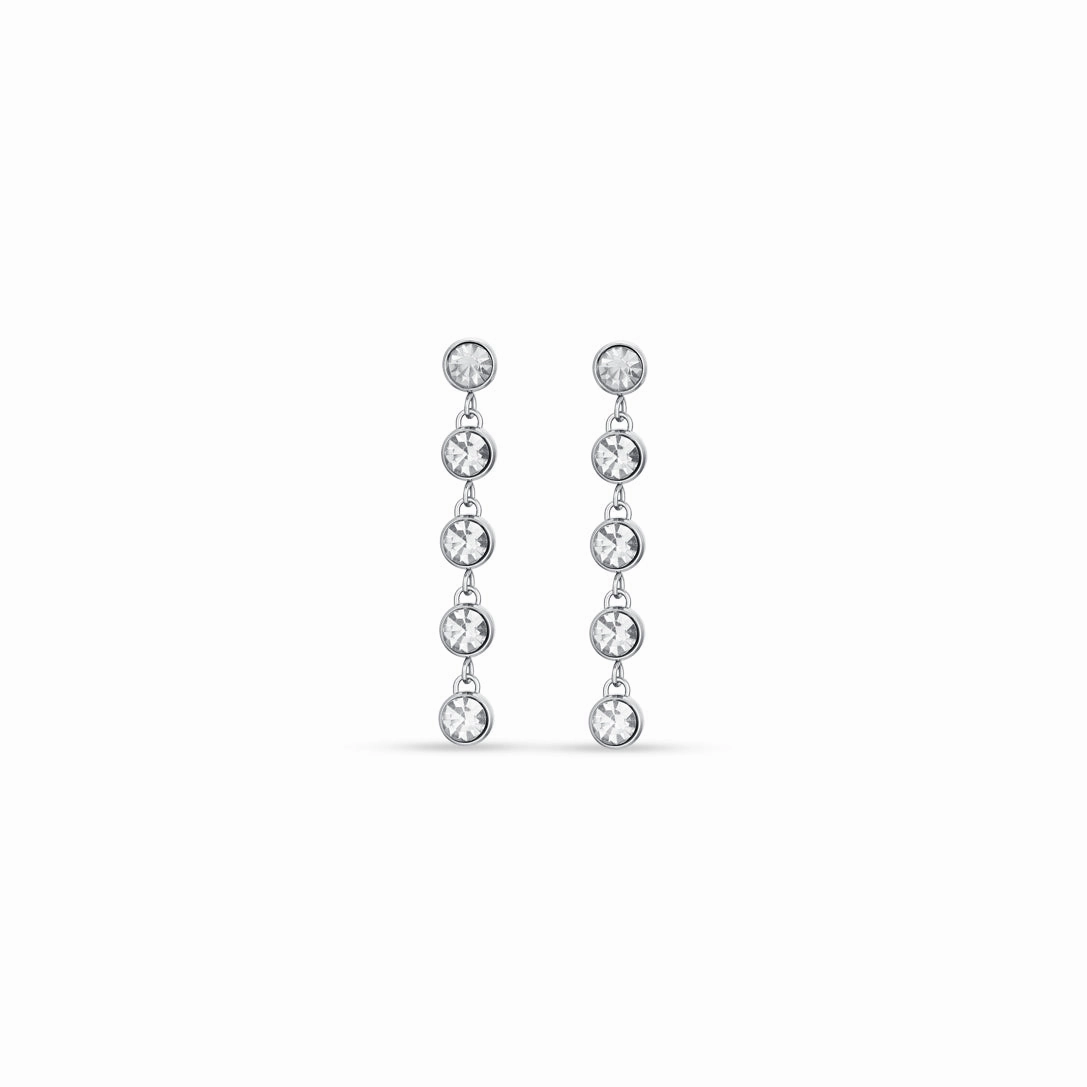 Luca Barra Ladies steel earrings with White crystals fashion-jewelry  