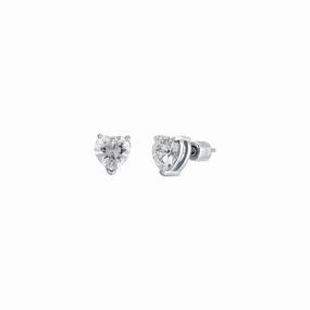 Luca Barra Ladies Steel Earrings with White Heart-Shaped Crystals fashion-jewelry  