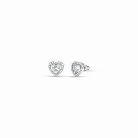 Luca Barra Ladies steel earrings with white zircons fashion-jewelry  