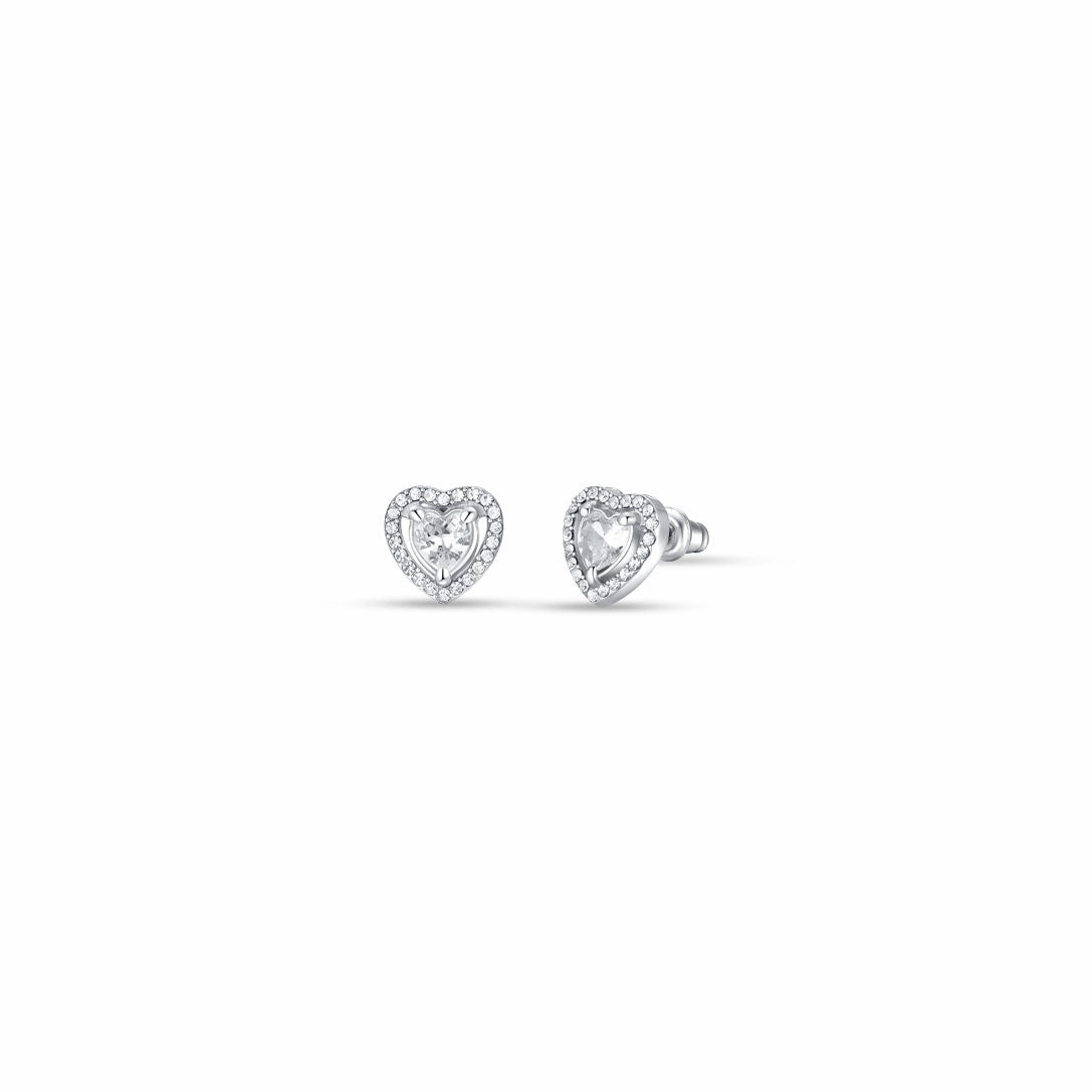 Luca Barra Ladies steel earrings with white zircons fashion-jewelry  