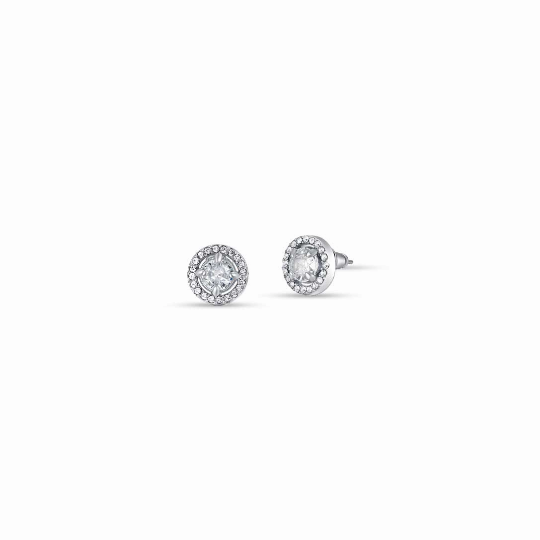 Luca Barra Ladies steel earrings with white zircons fashion-jewelry  