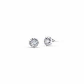 Luca Barra Ladies steel earrings with white zircons 