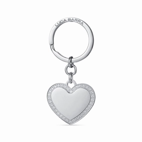 Luca Barra Ladies Steel Keychain with Heart and White Crystals fashion-jewelry  