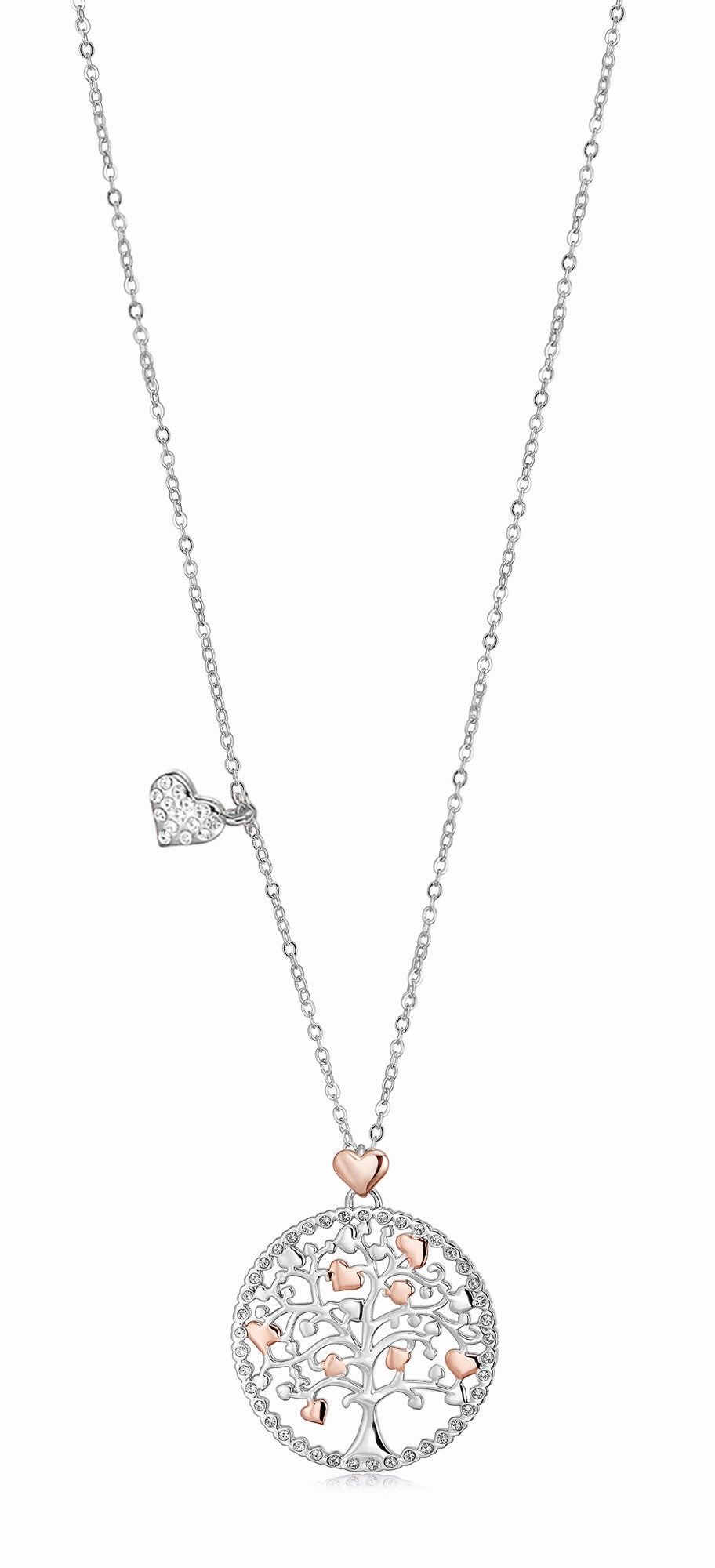 Luca Barra Ladies Steel Necklace Tree of Life with Rose Hearts fashion-jewelry  