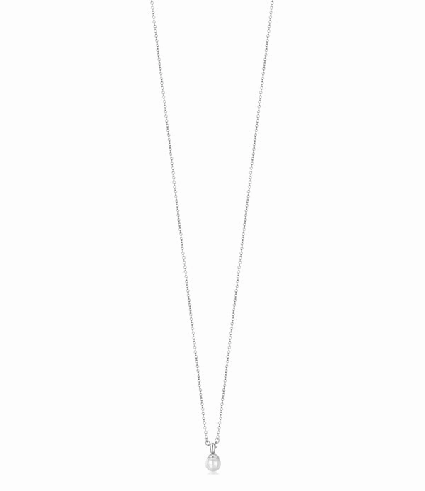 Luca Barra Ladies Steel Necklace with 4mm Pearls fashion-jewelry  