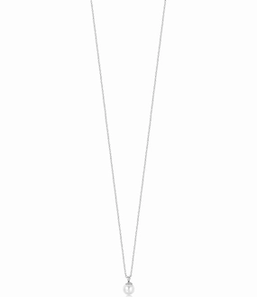 Luca Barra Ladies Steel Necklace with 6mm Pearls fashion-jewelry  