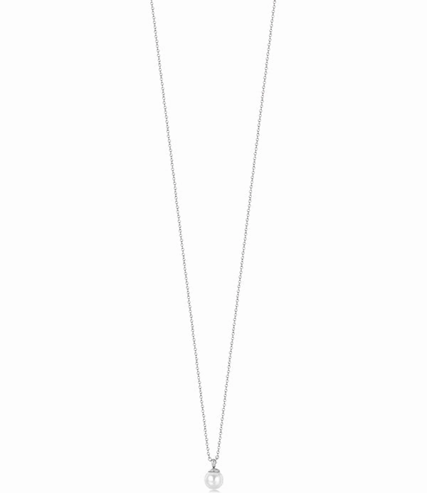 Luca Barra Ladies Steel Necklace with 6mm Pearls fashion-jewelry  