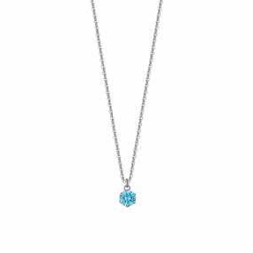 Luca Barra Ladies Steel Necklace With Blue Crystal fashion-jewelry  