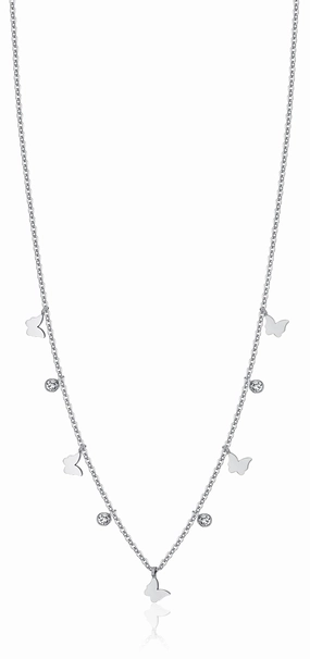 Luca Barra Ladies Steel Necklace With Butterflies And Crystals fashion-jewelry  