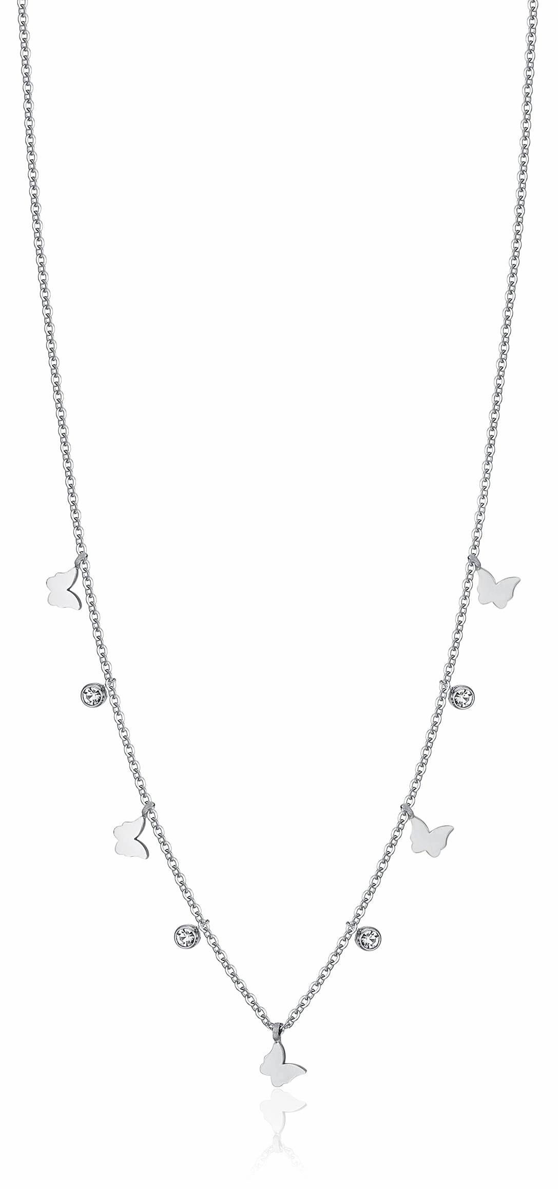 Luca Barra Ladies Steel Necklace With Butterflies And Crystals fashion-jewelry  
