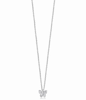 Luca Barra Ladies Steel Necklace with Butterfly and White Crystals fashion-jewelry  