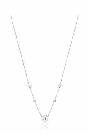 Luca Barra Ladies Steel Necklace with Four-Leaf Clover and Zirconia fashion-jewelry  