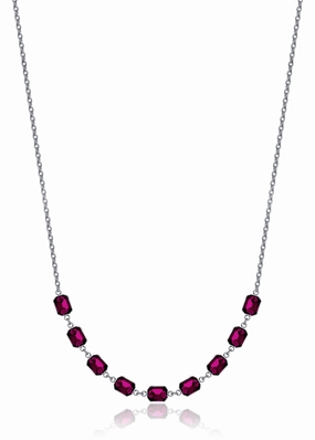 Luca Barra Ladies Steel Necklace with Fuchsia Crystals fashion-jewelry  