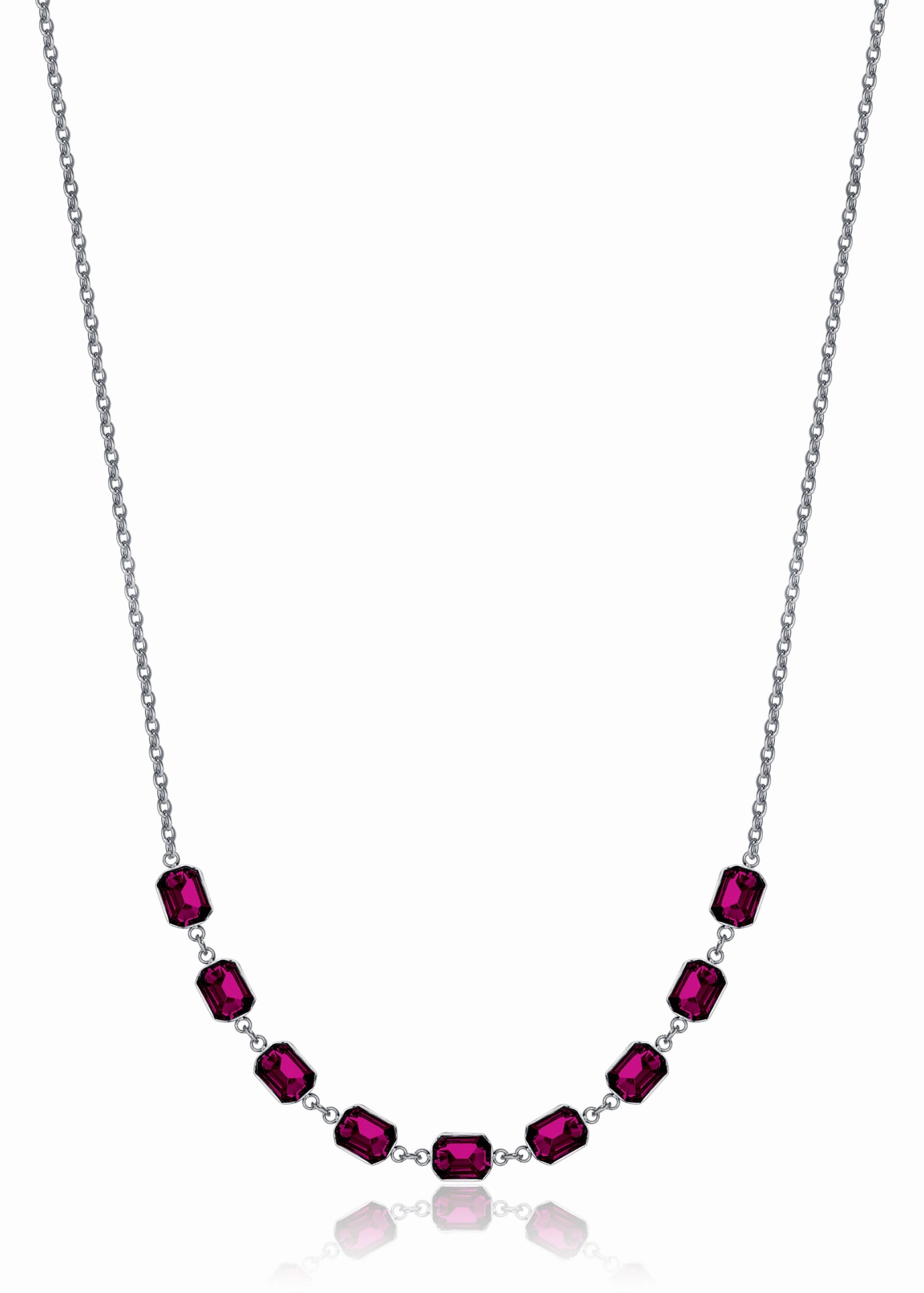 Luca Barra Ladies Steel Necklace with Fuchsia Crystals fashion-jewelry  