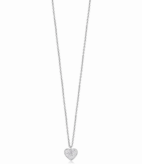 Luca Barra Ladies Steel Necklace With Heart And White Crystals fashion-jewelry  