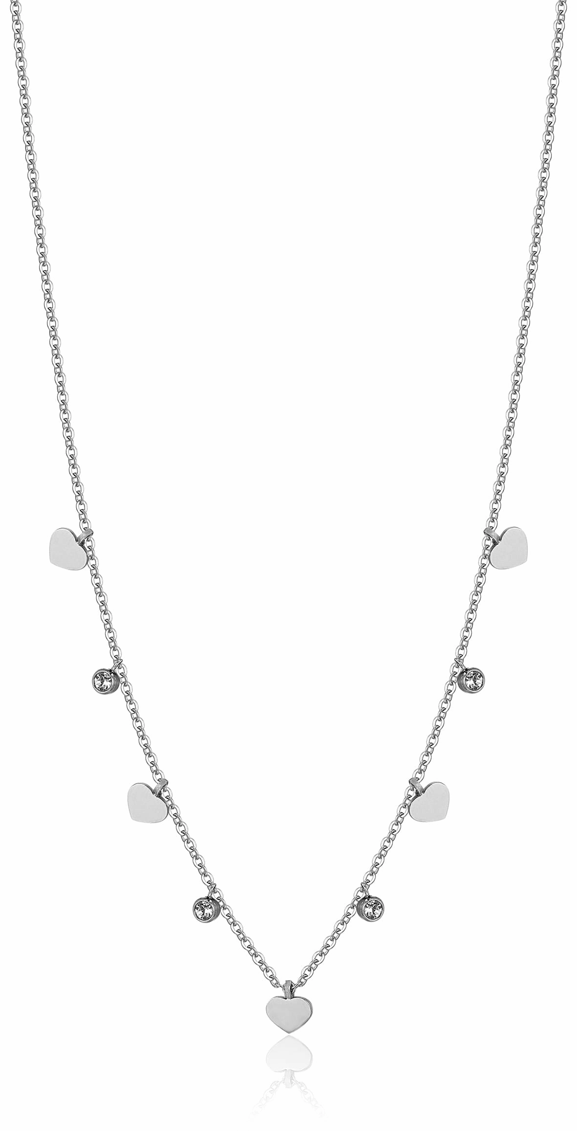Luca Barra Ladies Steel Necklace With Hearts And Crystals fashion-jewelry  