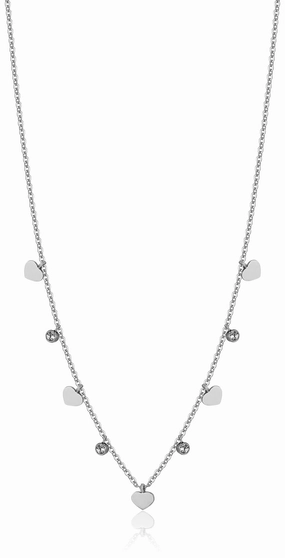 Luca Barra Ladies Steel Necklace With Hearts And Crystals fashion-jewelry  