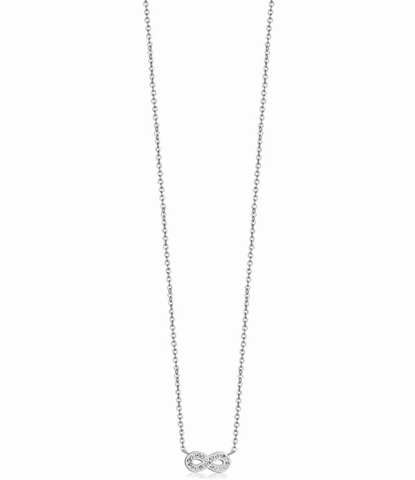Luca Barra Ladies Steel Necklace with Infinity and White Crystals fashion-jewelry  