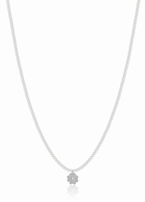 Luca Barra Ladies Steel Necklace with Pearls and Four-Leaf Clover fashion-jewelry  