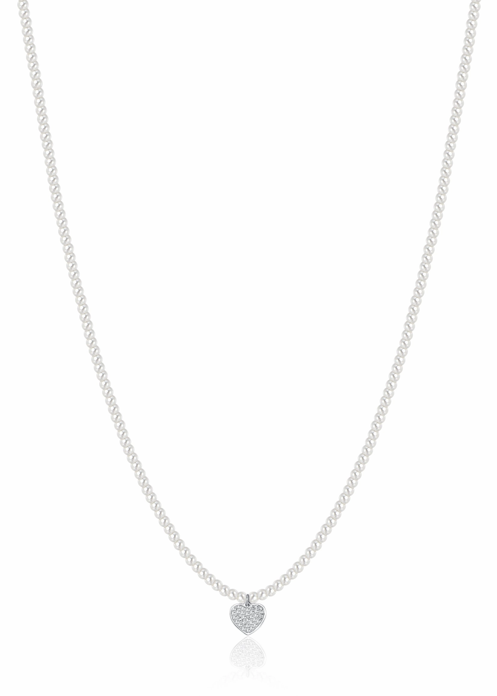 Luca Barra Ladies Steel Necklace with Pearls and Heart fashion-jewelry  