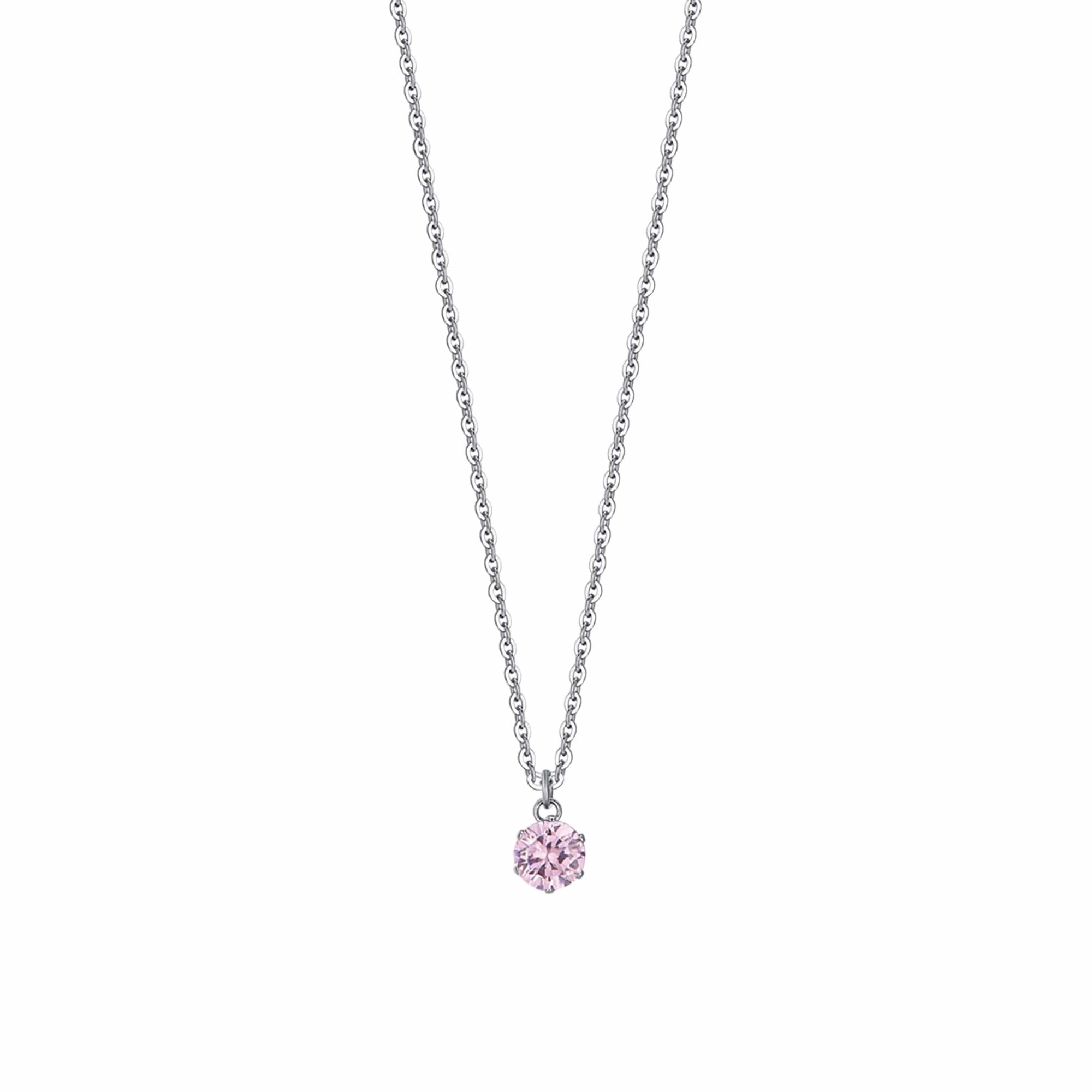 Luca Barra Ladies Steel Necklace With Pink Crystal fashion-jewelry  