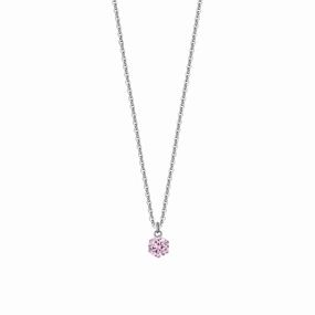 Luca Barra Ladies Steel Necklace With Pink Crystal fashion-jewelry  