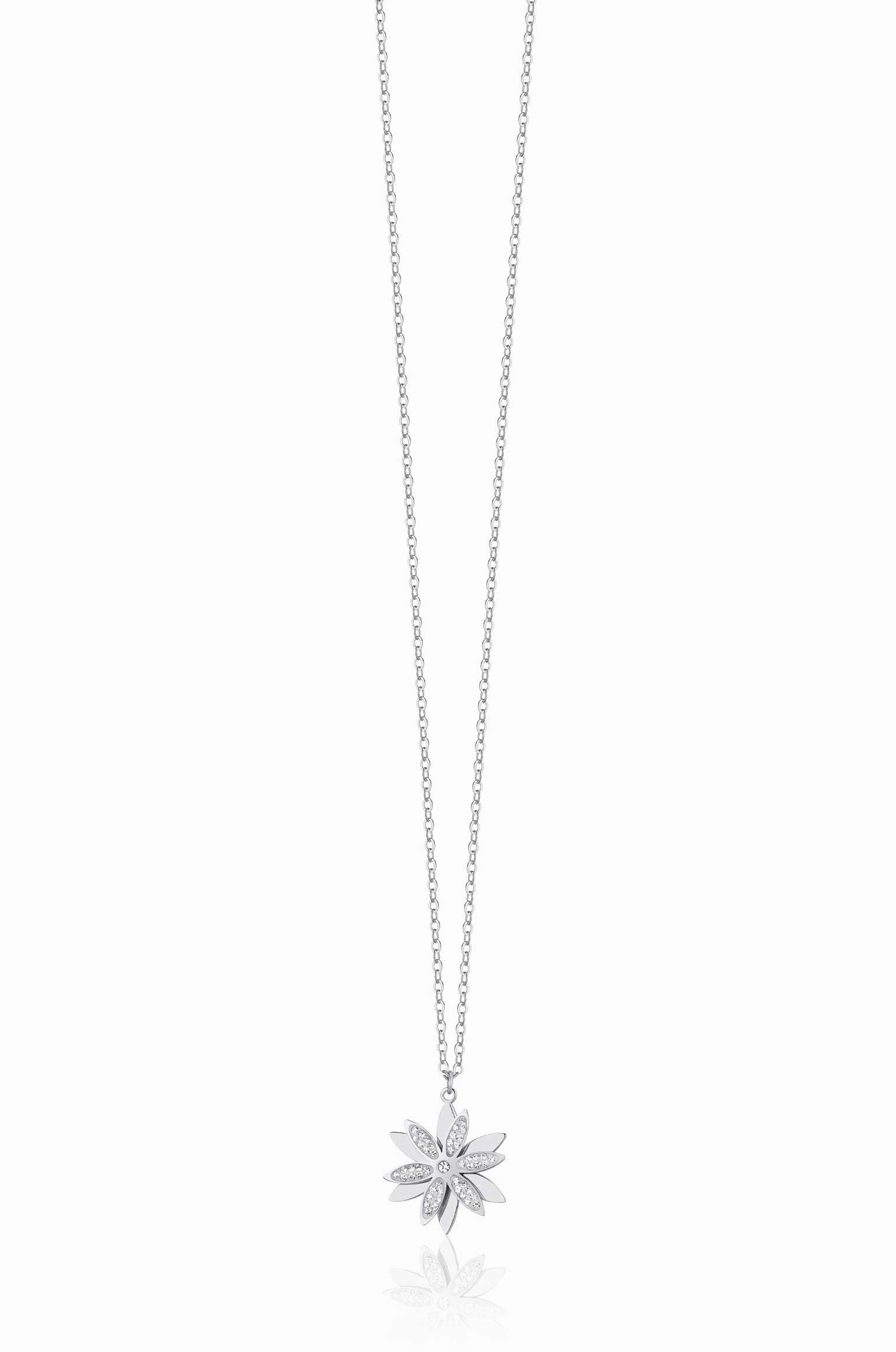 Luca Barra Ladies Steel Necklace with Rotating Flower of Life fashion-jewelry  