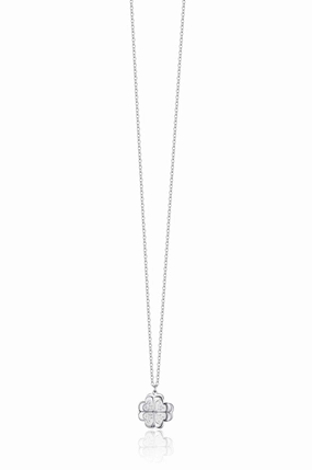 Luca Barra Ladies Steel Necklace with Rotating Four-Leaf Clover fashion-jewelry  
