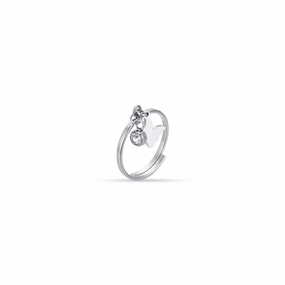 Luca Barra Ladies Steel Ring with Butterfly and White Crystal fashion-jewelry  