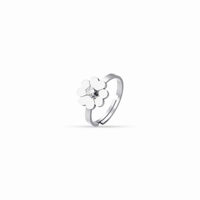 Luca Barra Ladies Steel Ring with Four-Leaf Clover and White Zircon fashion-jewelry  