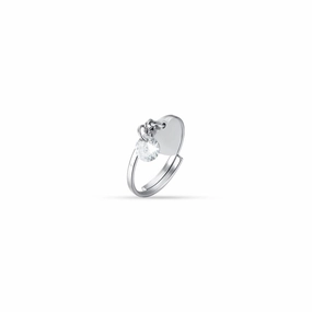 Luca Barra Ladies Steel Ring with Heart and White Zircon fashion-jewelry  