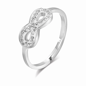 Luca Barra Ladies Steel Ring with Infinity Symbol and White Crystals C Size: M fashion-jewelry  
