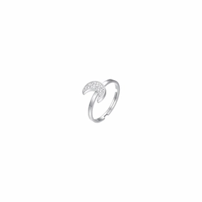 Luca Barra Ladies Steel Ring with Moon and White Crystals fashion-jewelry  