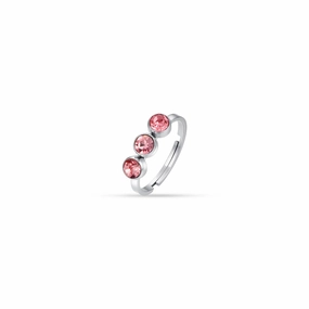 Luca Barra Ladies Steel Ring with Pink Crystals Adjustable Size fashion-jewelry  