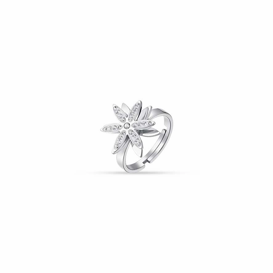 Luca Barra Ladies Steel Ring with Spinning Flower of Life fashion-jewelry  