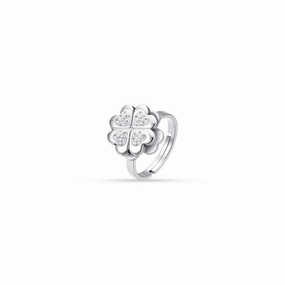 Luca Barra Ladies Steel Ring with Spinning Four-Leaf Clover Adjustable Size fashion-jewelry  