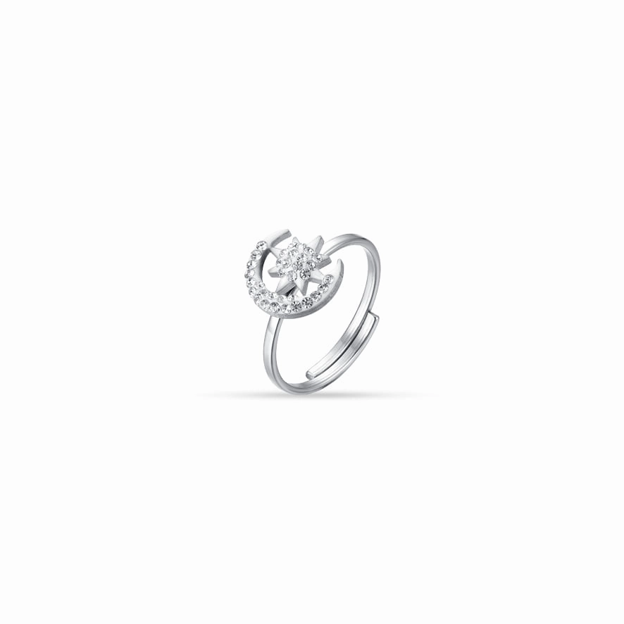 Luca Barra Ladies Steel Ring with Star and Moon fashion-jewelry  