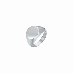 Luca Barra Ladies Steel Signet Ring C Size 10 fashion-jewelry  