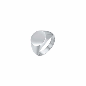 Luca Barra Ladies Steel Signet Ring C Size 8 fashion-jewelry  