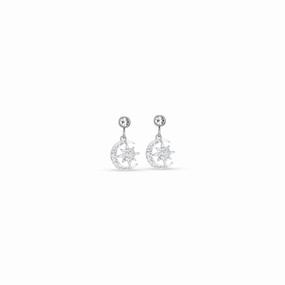 Luca Barra Ladies Steel Star and Moon Earrings 