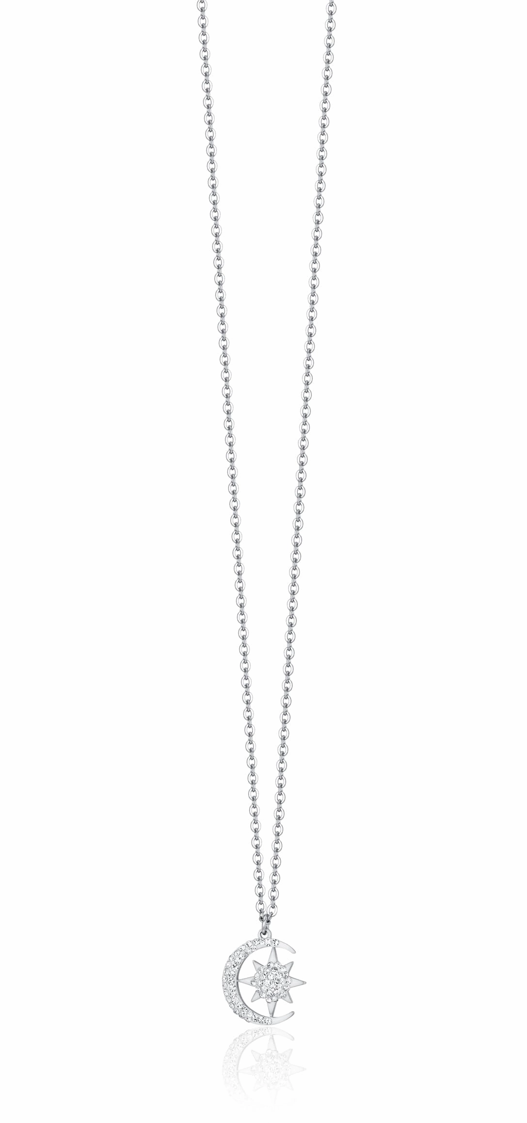 Luca Barra Ladies Steel Star And Moon Necklace fashion-jewelry  