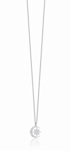 Luca Barra Ladies Steel Star And Moon Necklace fashion-jewelry  