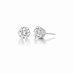 Luca Barra Ladies Steel stud earrings with 7 mm white crystal 