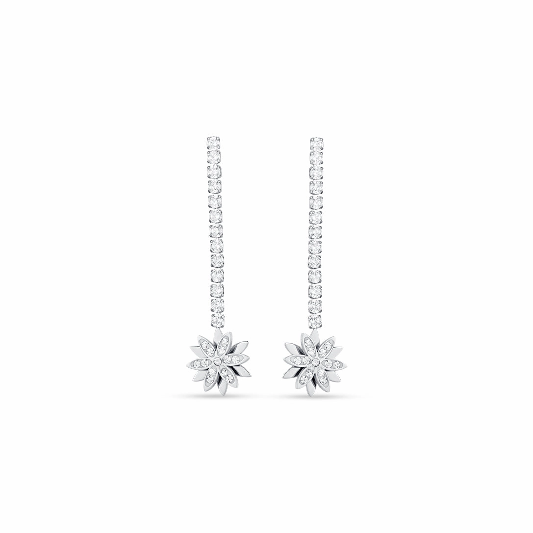 Luca Barra Ladies steel tennis earrings with rotating flower of life 