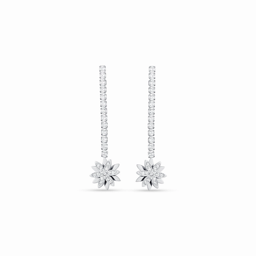 Luca Barra Ladies steel tennis earrings with rotating flower of life fashion-jewelry  