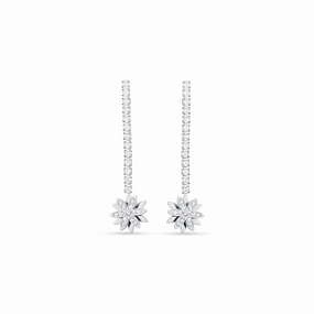 Luca Barra Ladies steel tennis earrings with rotating flower of life 